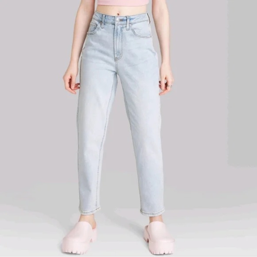 WILD FABLE Light Medium Wash Blue Straight Skinny Jeans Distressed Pants Sz 16